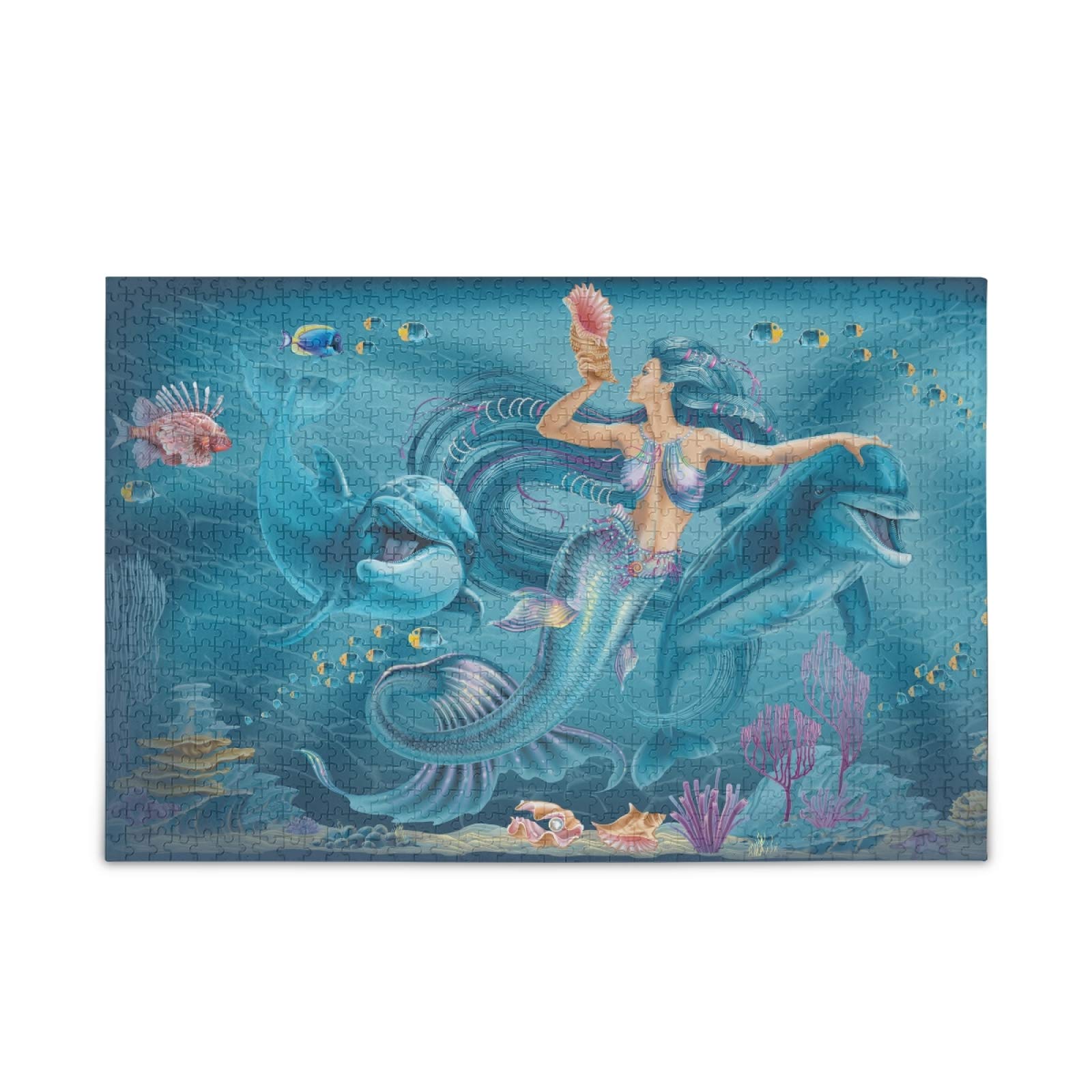 500-Piece Underwater World Jigsaw Puzzle with Mermaids & Dolphins - Fun Challenge Game for Kids & Adults | Colorful Ocean-Themed Puzzle for Family Game Night & Classroom Activities