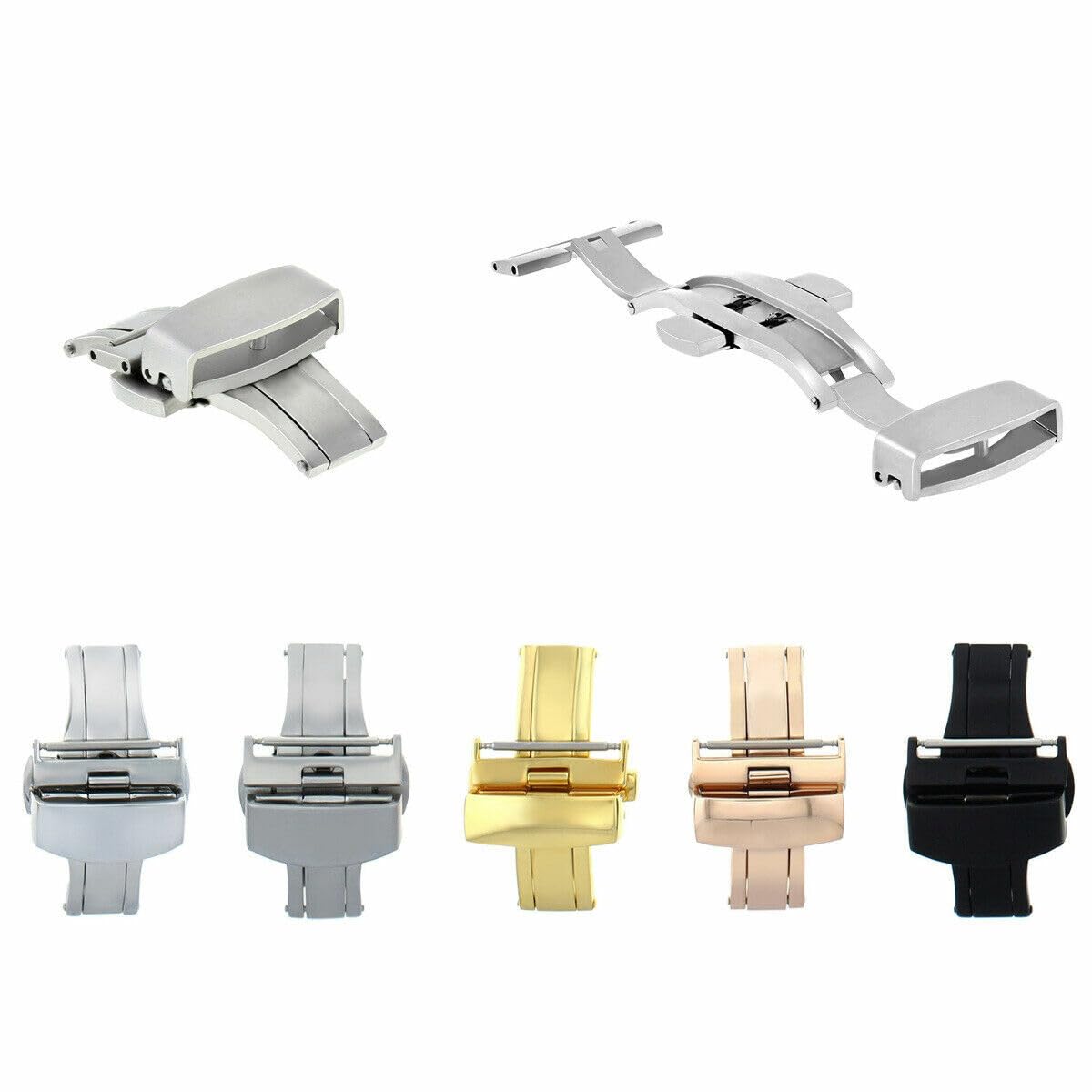 14-24mm Stainless Steel Deployment Buckle Clasp for Leather Watch Bands - Compatible with Rolex & Men's Watches - Perfect for Watch Repair, Replacement & DIY Watchmaking Projects