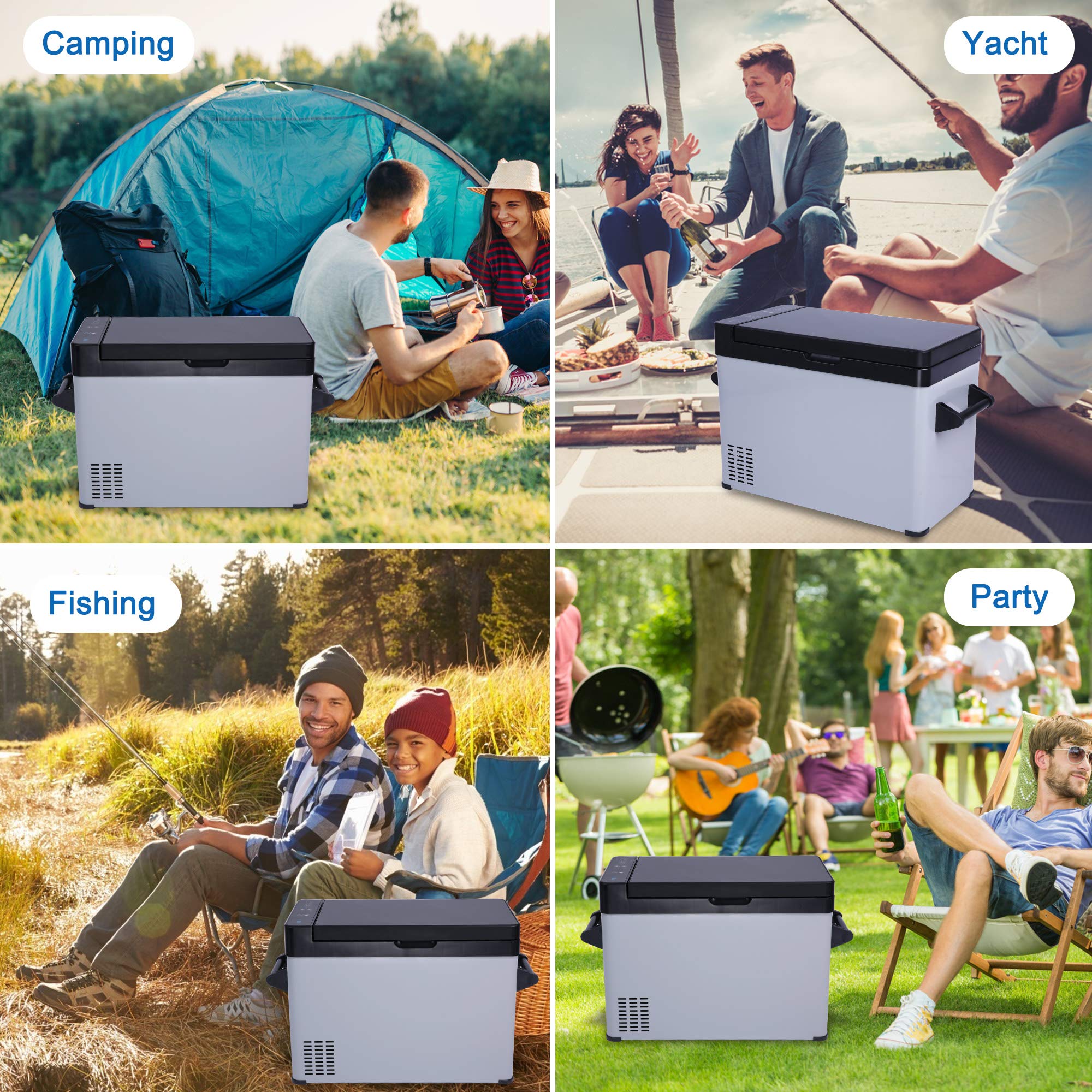52 Quart Portable Car Refrigerator Freezer -7.6℉ to 68℉, 12V/24V DC Electric Cooler for RV, Truck, Boat & Camping | Perfect for Road Trips, Outdoor Adventures & Food Storage