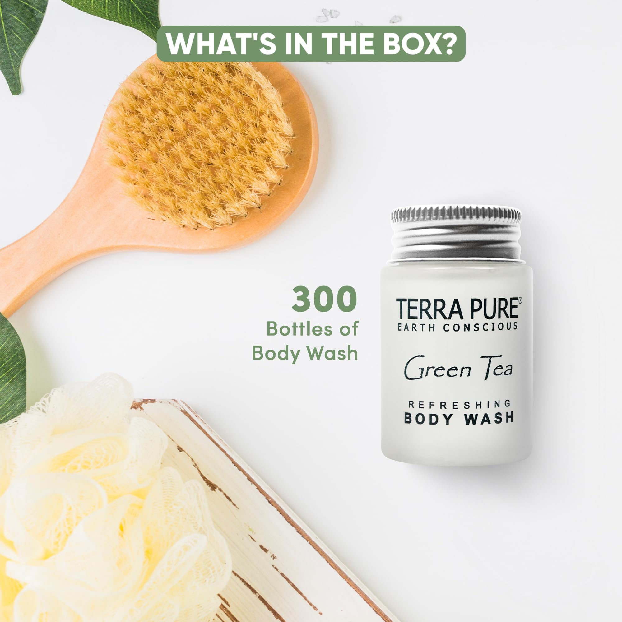Terra Pure Green Tea Body Wash with Organic Honey & Aloe Vera - 1 oz Travel Size in Jam Jar (Pack of 300) - Perfect for Hotels, Spas & Eco-Friendly Gifts