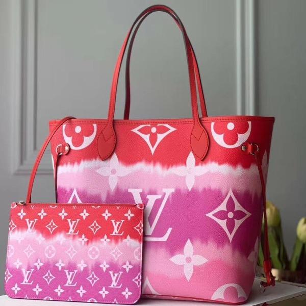 Authentic Louis Vuitton Escale Neverfull MM Tote Bag in Rouge - Stylish Designer Handbag for Women, Perfect for Work, Travel & Everyday Use