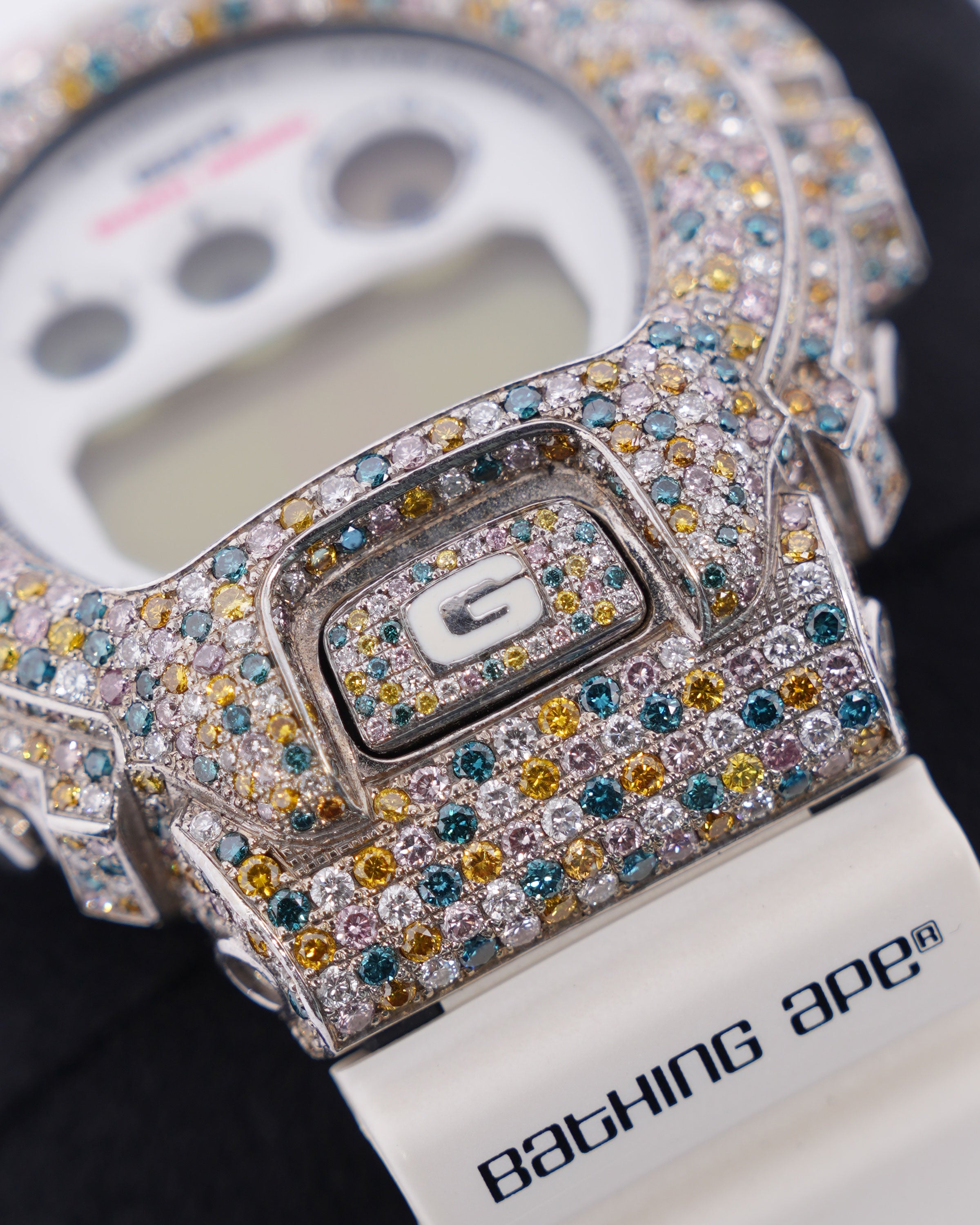 18K White Gold Casio G-Shock × BAPE DW-6900 Luxury Watch - Stylish & Durable for Men, Perfect for Streetwear & Outdoor Adventures