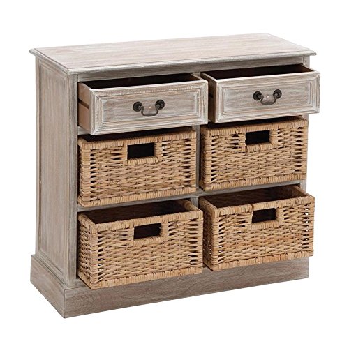 Deco 79 Wooden Storage Organizer with 4 Baskets and 2 Drawers - 30