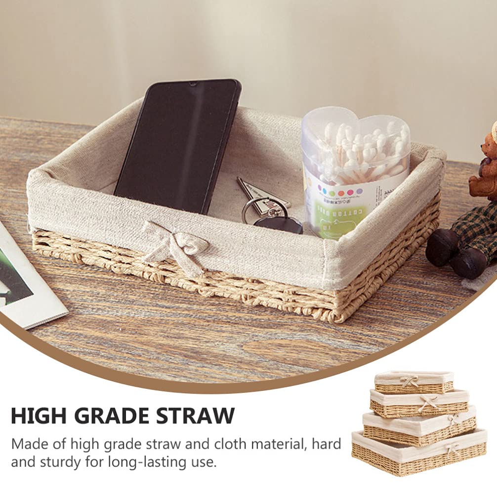 Hemoton 4-Piece Woven Rattan Storage Basket Set - Bread, Fruit, Candy & Pantry Organizer - Nesting Baskets for Kitchen, Dining, Picnic & Home Decor - Eco-Friendly Wicker Food Trays & Sundries Holder