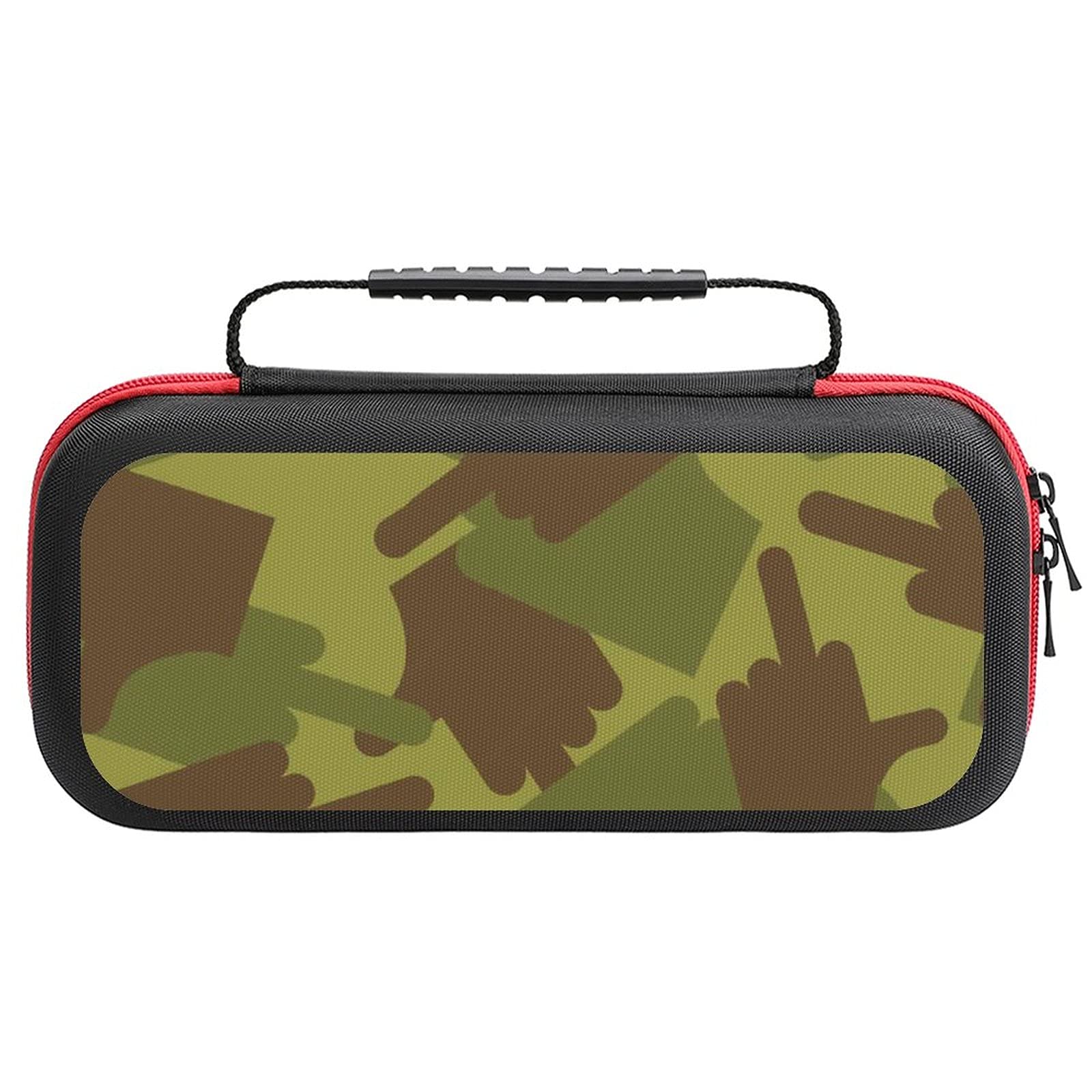 Camo Middle Finger Printed Travel Case for Nintendo Switch Lite - Portable Storage Bag for Console & Accessories - Perfect for Gaming on the Go, Commuting, and Travel Protection
