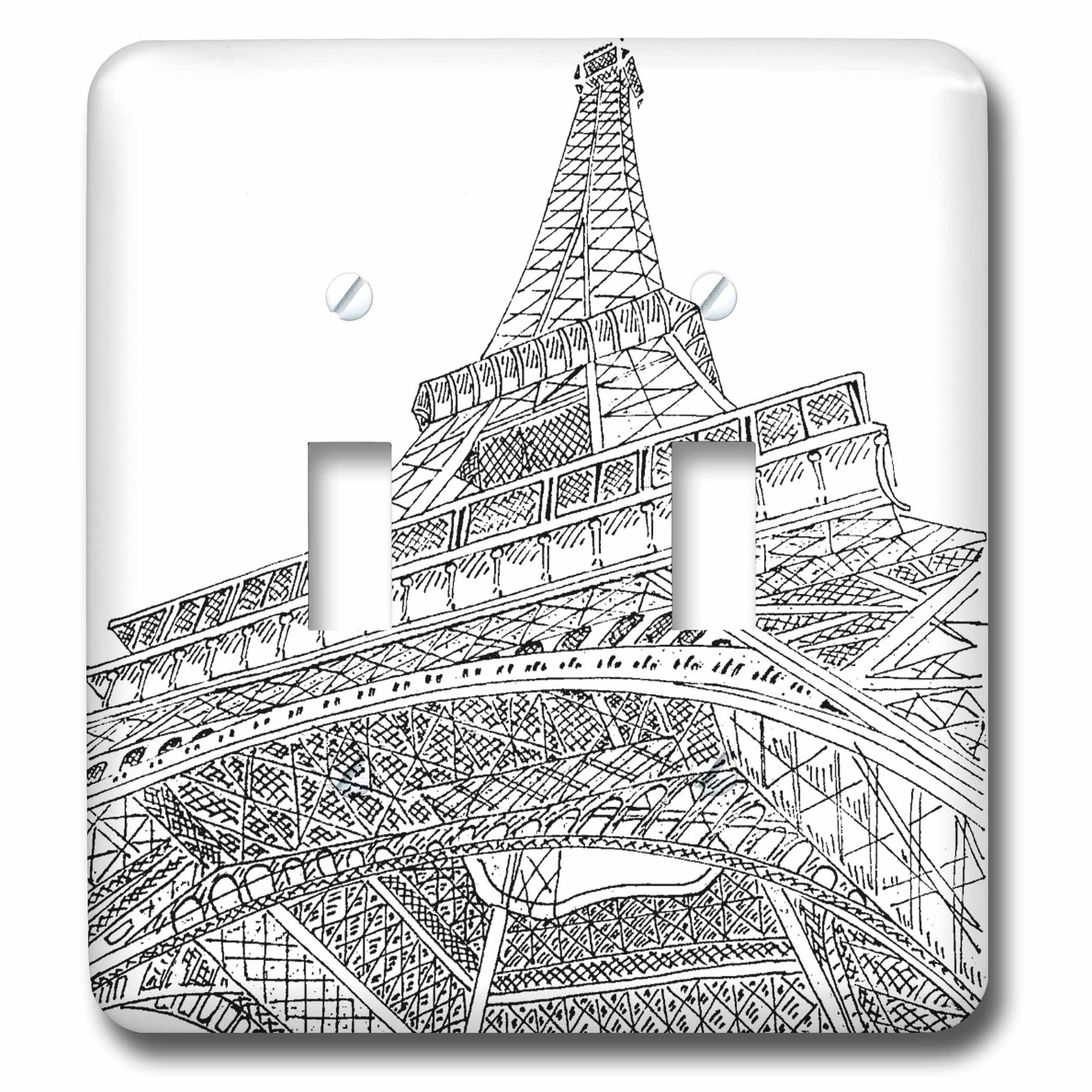 3dRose Eiffel Tower Paris France Double Toggle Switch - Wall Plate Decor for Home, Office & Gifts | Parisian Themed Electrical Switch Cover