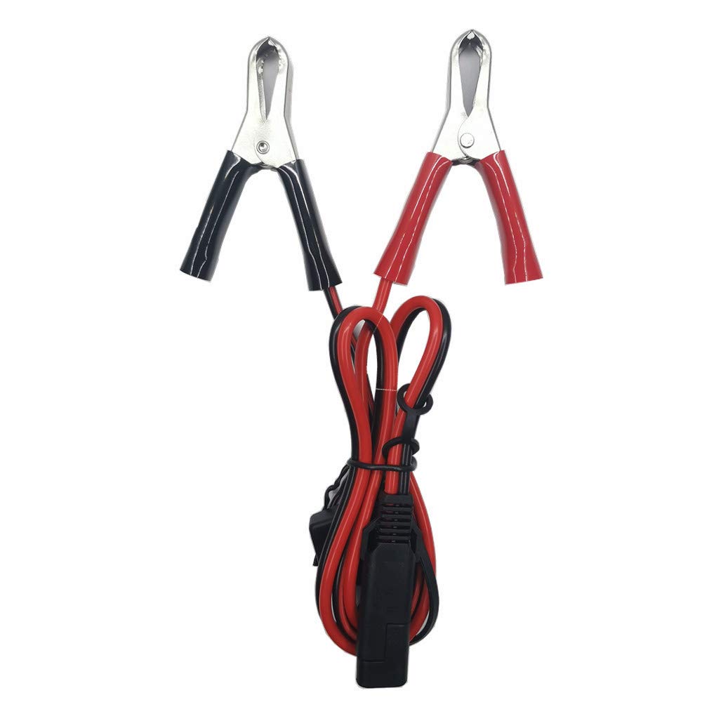 SAE to Alligator Clips 2FT Battery Charger Cable - 12V-24V Quick Disconnect Extension Cord with 15A Clamps for Car, Motorcycle, Solar Panel & Pump Charging - Perfect for Trickle Chargers, Battery Maintenance & Portable Power Applications
