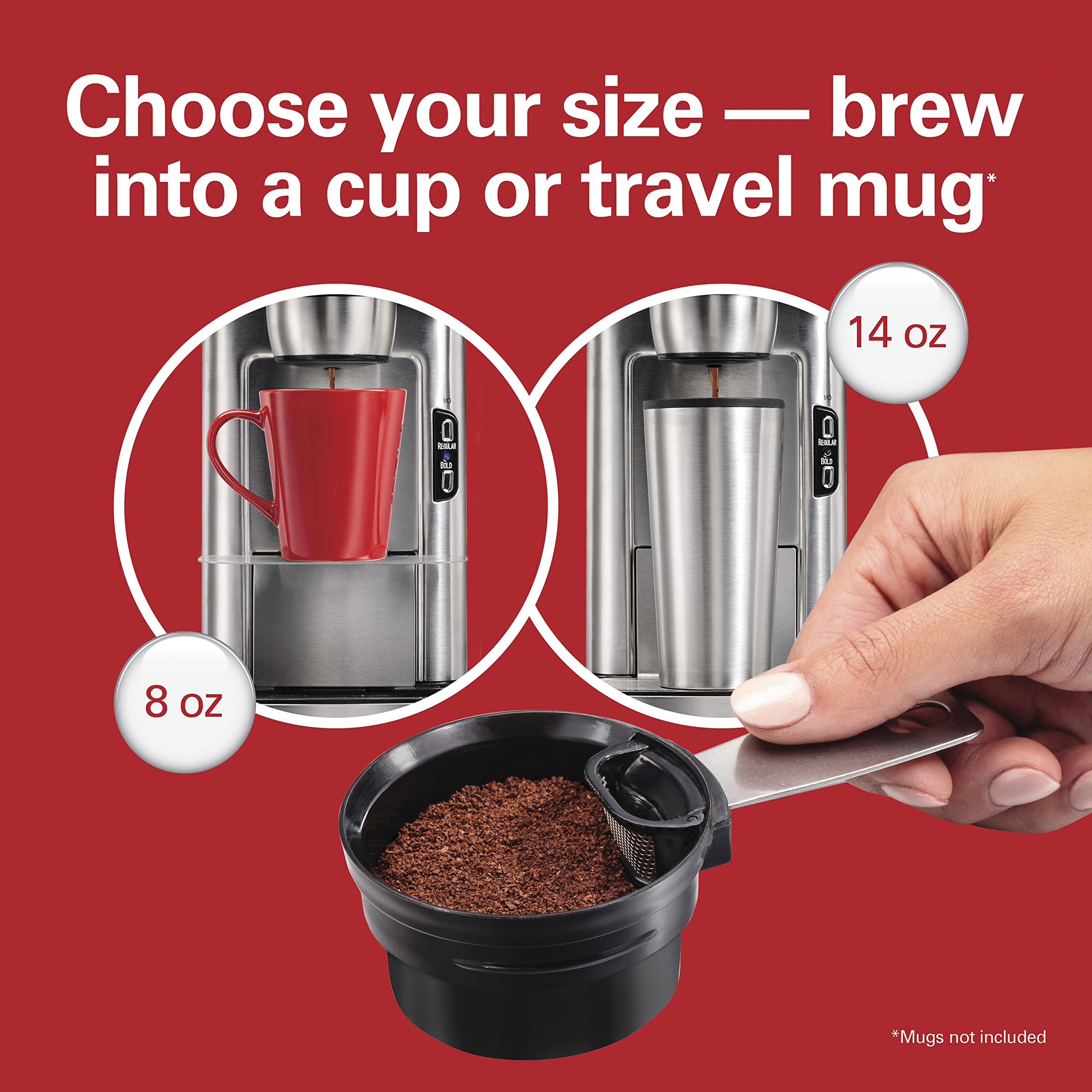 Hamilton Beach The Scoop Single Serve Coffee Maker - Fast Brewing for 8-14oz Cups, Stainless Steel Coffee Brewer - Perfect for Home, Office & Dorm Use