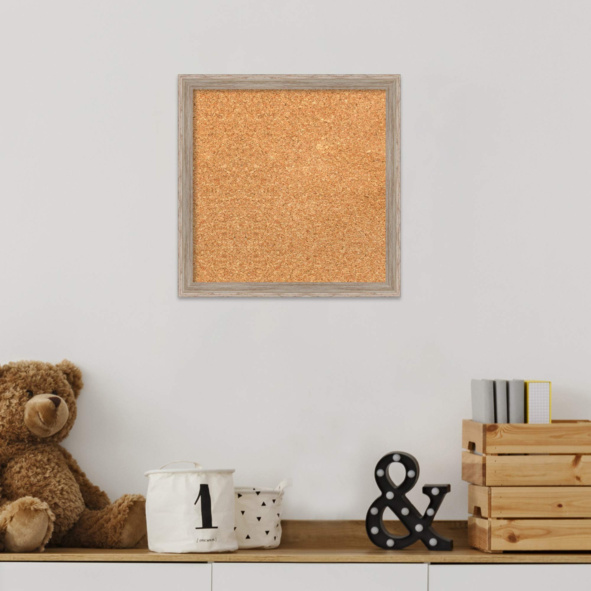 Amanti Art 13x13 Natural Cork Board with White Frame - Rustic Pinboard for Office & Home Organization | Vision Board, Memo Board, Photo Display | Perfect for Wall Decor, Bulletin Boards, and Home Office