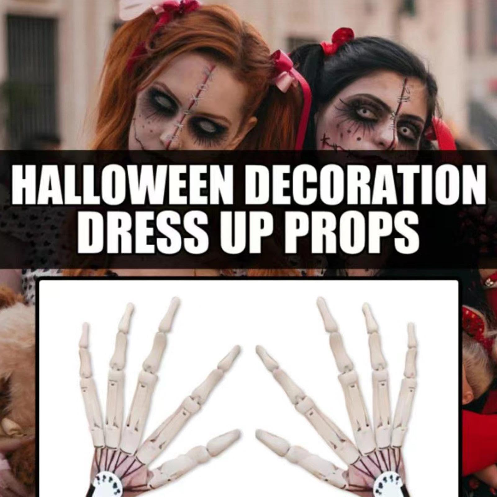 Durable Articulated Finger Extensions - 2 Pack Long Creepy Halloween Devil Claws for Cosplay, Skeleton Hands - Perfect for Halloween Costumes, Cosplay Events, and Theatrical Performances