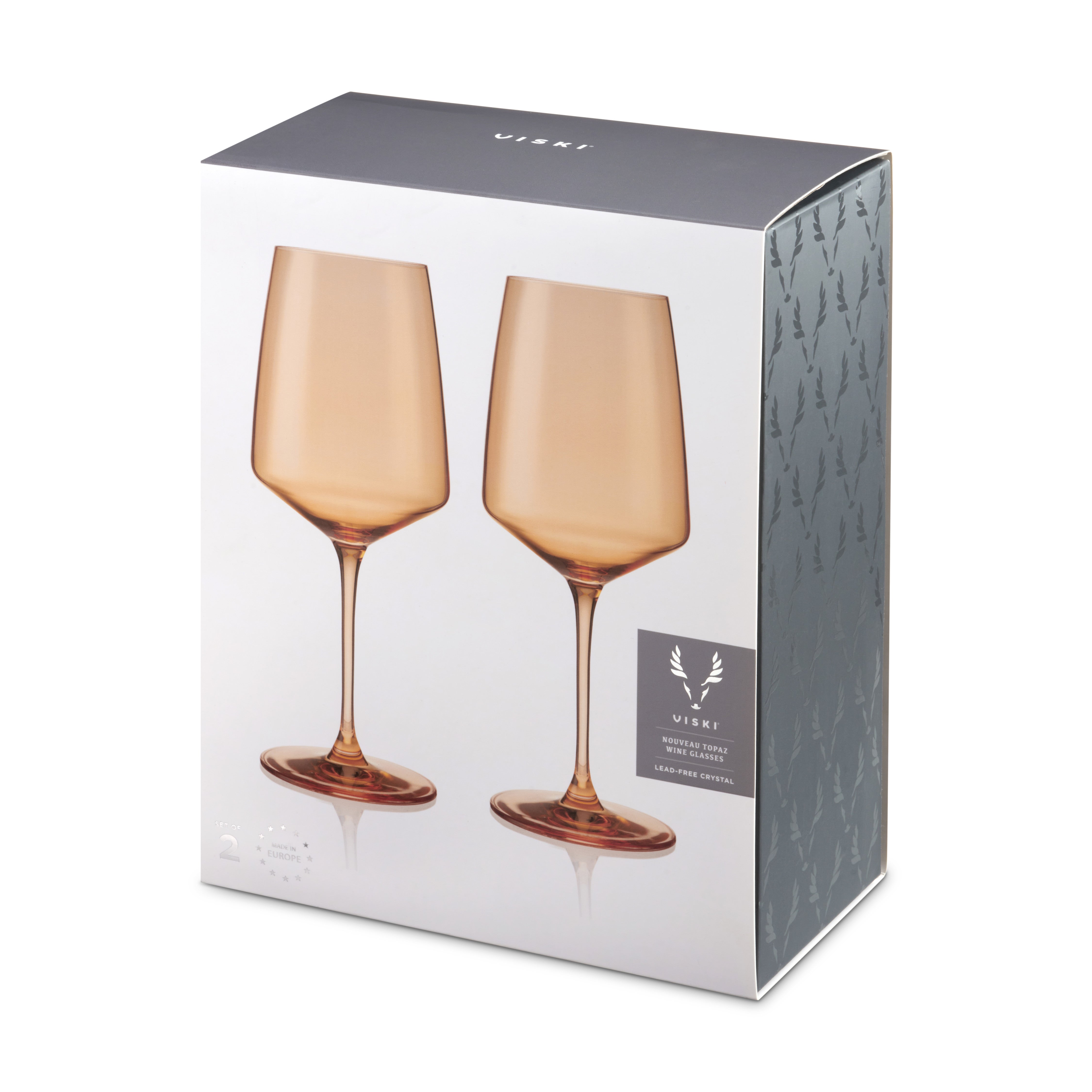 Premium Topaz Crystal Wine Glasses Set of 2 - Elegant Stemware for Red & White Wine, Champagne - Perfect for Dinner Parties, Weddings & Special Occasions