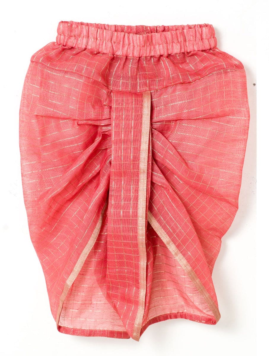 Elegant Grey Kurta with Onion Pink Checks & Matching Dhoti Set | Traditional Indian Ethnic Wear for Men | Perfect for Weddings, Festivals & Cultural Events