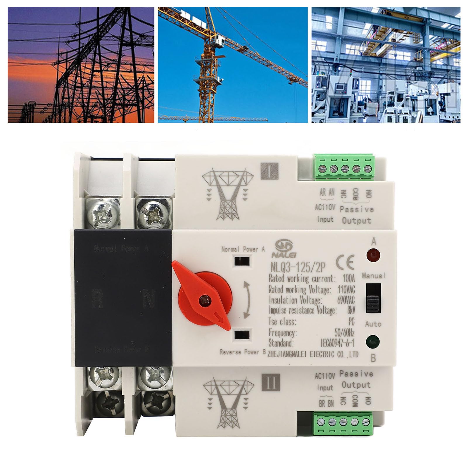 110V 100A 2P Automatic Transfer Switch (ATS) for Generator - Reliable Power Changeover with Stable Performance | Perfect for Home Backup Power, Emergency Power Supply & RV Power Transfer