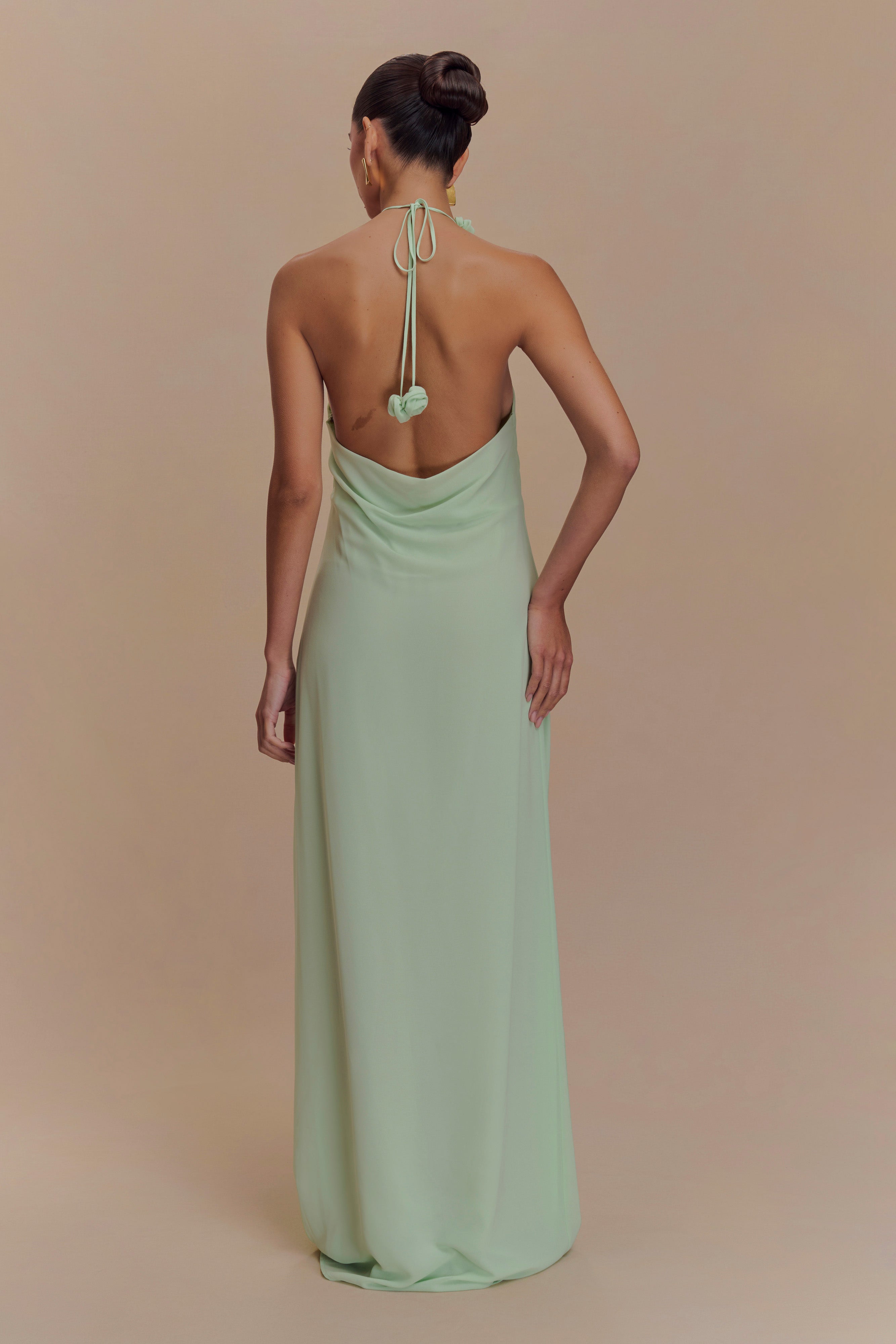Rosalia Cowl Neck Maxi Dress for Women - Elegant Sage Green Long Dress with Flowy Silhouette - Perfect for Weddings, Parties & Evening Events