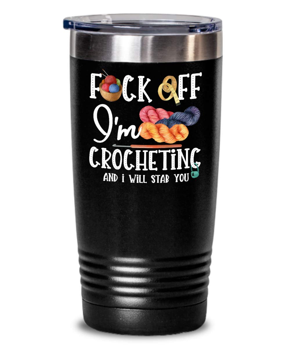 Funny Crochet Mug Gift for Women & Men - 'F*ck Off I'm Crocheting' Tea Cup - Perfect Birthday Present for Crochet Lovers - Great for Coffee, Tea & Craft Room Decor