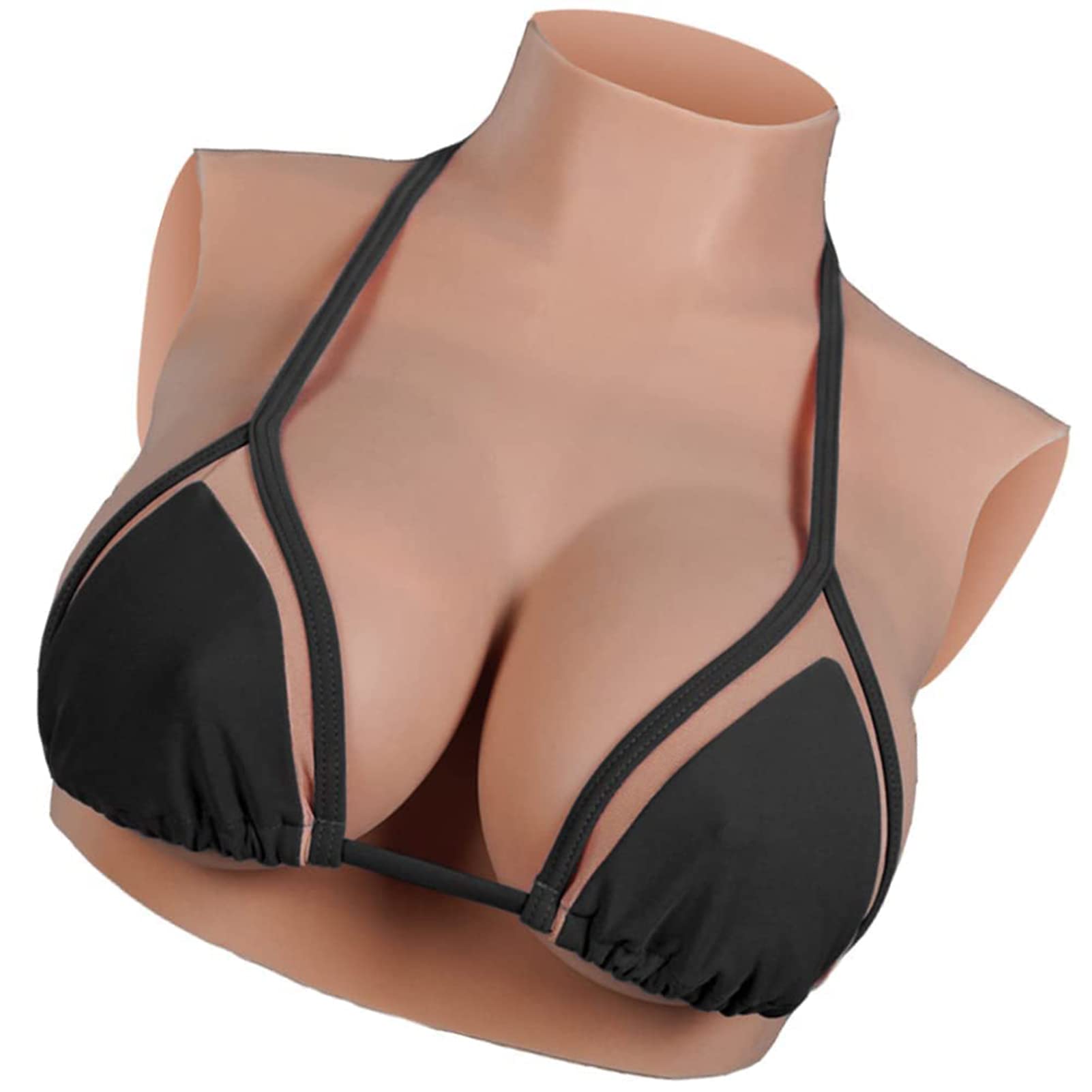 Realistic Silicone Gel Filled Breastplate Enhancer - High Collar Fake Boobs for Transgender, Drag Queen & Cosplay - Perfect for Stage Performances, Costume Parties & Gender Affirmation