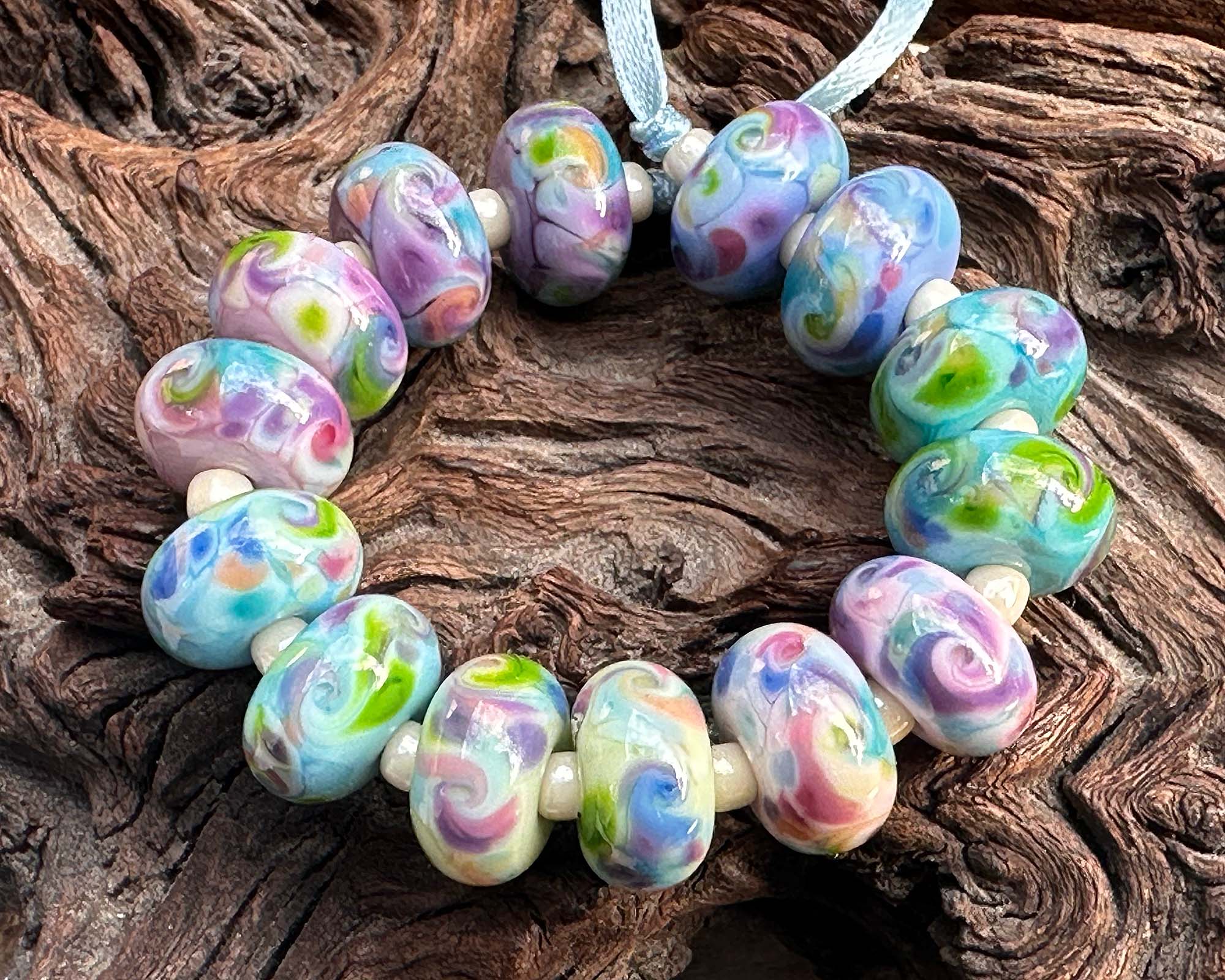 Handmade Lampwork Beads Set - Candy Bouquet Blue Glass Beads for Jewelry Making, DIY Crafts | Perfect for Necklaces, Bracelets, Earrings & Gift Making