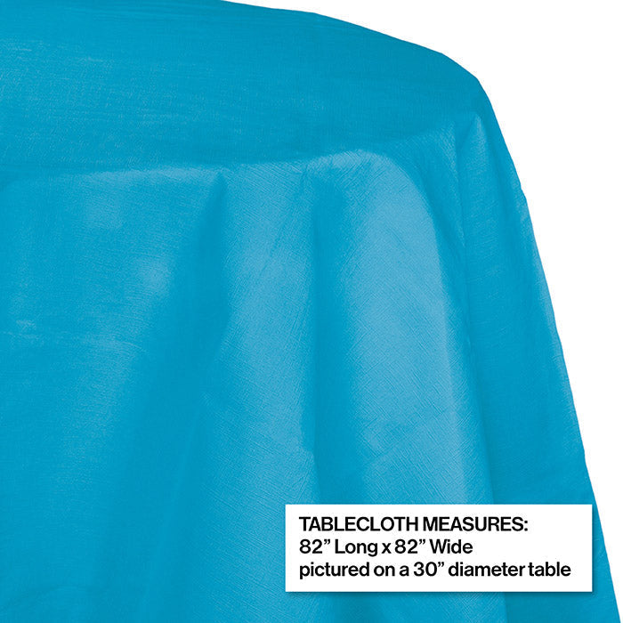 12-Pack Bulk Turquoise Round Paper Table Covers 82 Inch - Perfect for Birthday Parties, Weddings & Events