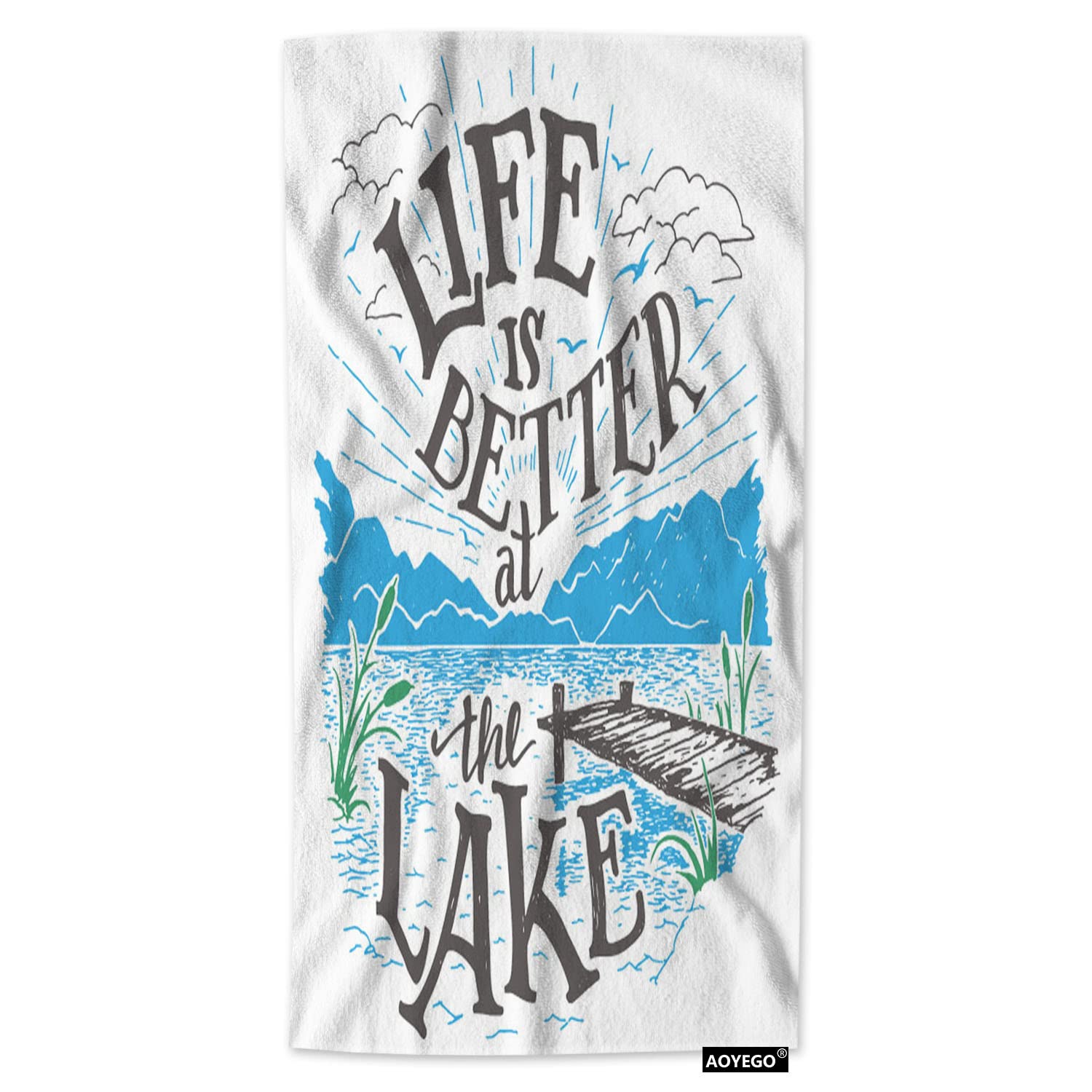 Premium Cotton Lake House Sign Hand Towel Set - 15x30 Inch Soft Bath & Kitchen Towels for Cabin, Lakeside Living - Ideal for Women, Men, Girls & Boys - Perfect for Bathroom, Kitchen Decor & Cottage Style Homes