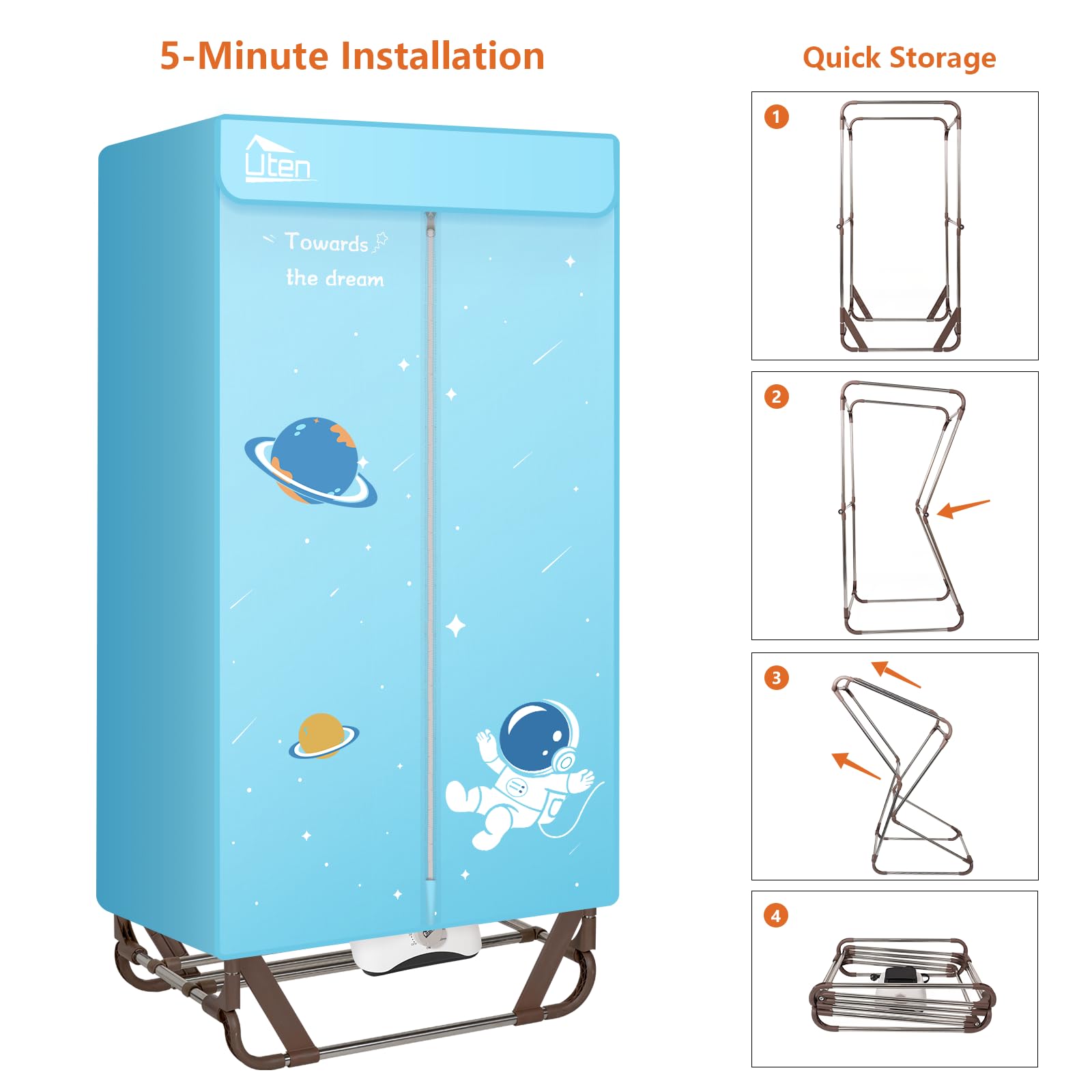 1500W Electric Clothes Dryer with Timer - 2-Tier Foldable Drying Rack for Travel, Apartments, RV & Home - Fast Drying Wardrobe for Laundry | Perfect for Small Spaces, Camping & Emergency Use
