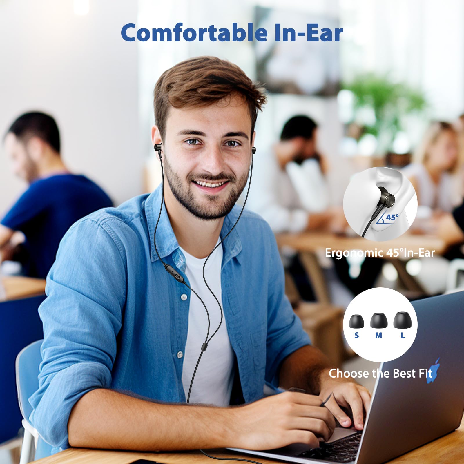 Wired Earbuds with Microphone - Noise Isolating In-Ear Headphones with 3.5mm Jack for iPhone, Samsung, Android, Laptop, Desktop, Gaming Consoles - Perfect for School, Work, Gaming & Travel