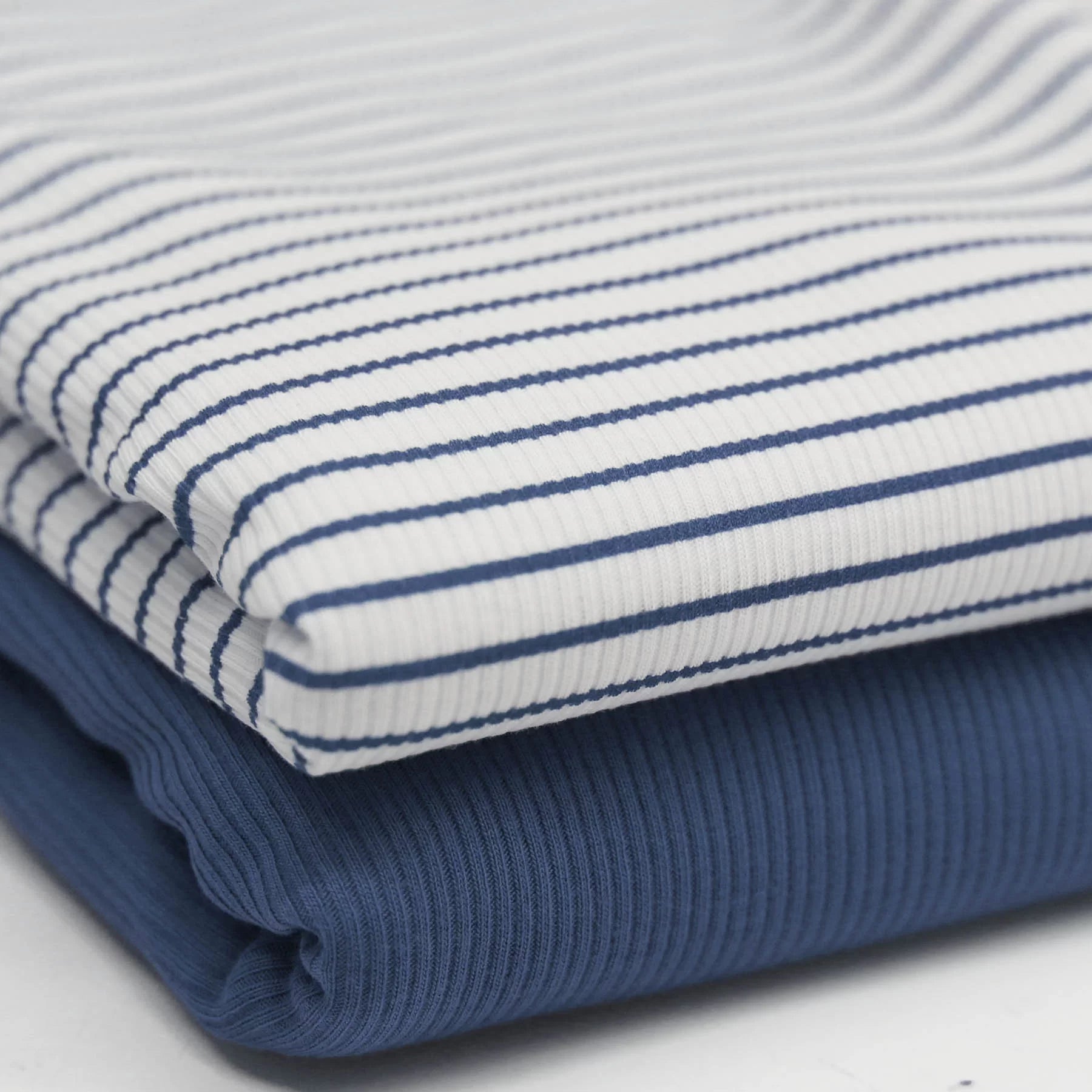 Dark Wash Striped Jeans with Ribbed Knit Waistband - Perfect for Casual Outfits and Everyday Wear