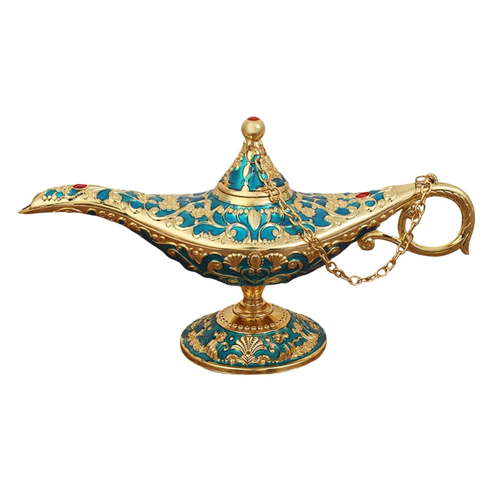 Vintage Arabian Style Fairy Tale Tea Lamp - Blue Handcrafted Collectible for Halloween Decor, Home & Party Props, Costume Accessories | Perfect for Themed Parties, Bedroom & Living Room Ambiance