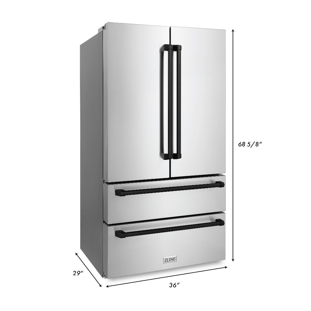 ZLINE Autograph Edition 30-inch Stainless Steel Kitchen Package - Dual Fuel Range, Range Hood, Dishwasher & Refrigerator with Matte Black Accents (4KAPR RARHDWM30 MB) | Premium Appliance Suite for Modern Kitchens & Home Renovations