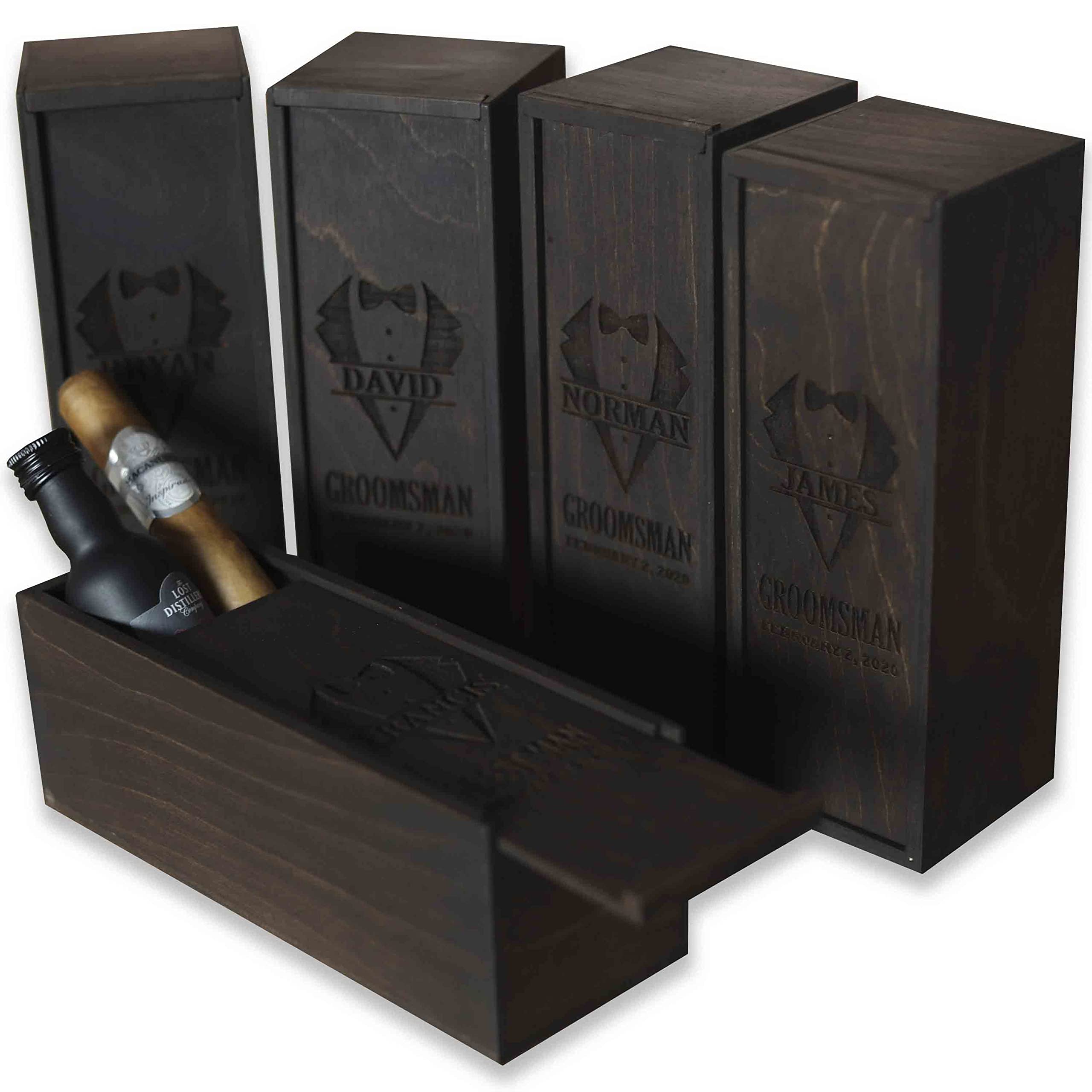 Premium Groomsmen Gift Box Set with Lids - Elegant Cigar & Accessories Box for Men - Best Man Proposal, Birthday, Anniversary Gifts - Perfect for Weddings, Bachelor Parties & Special Occasions