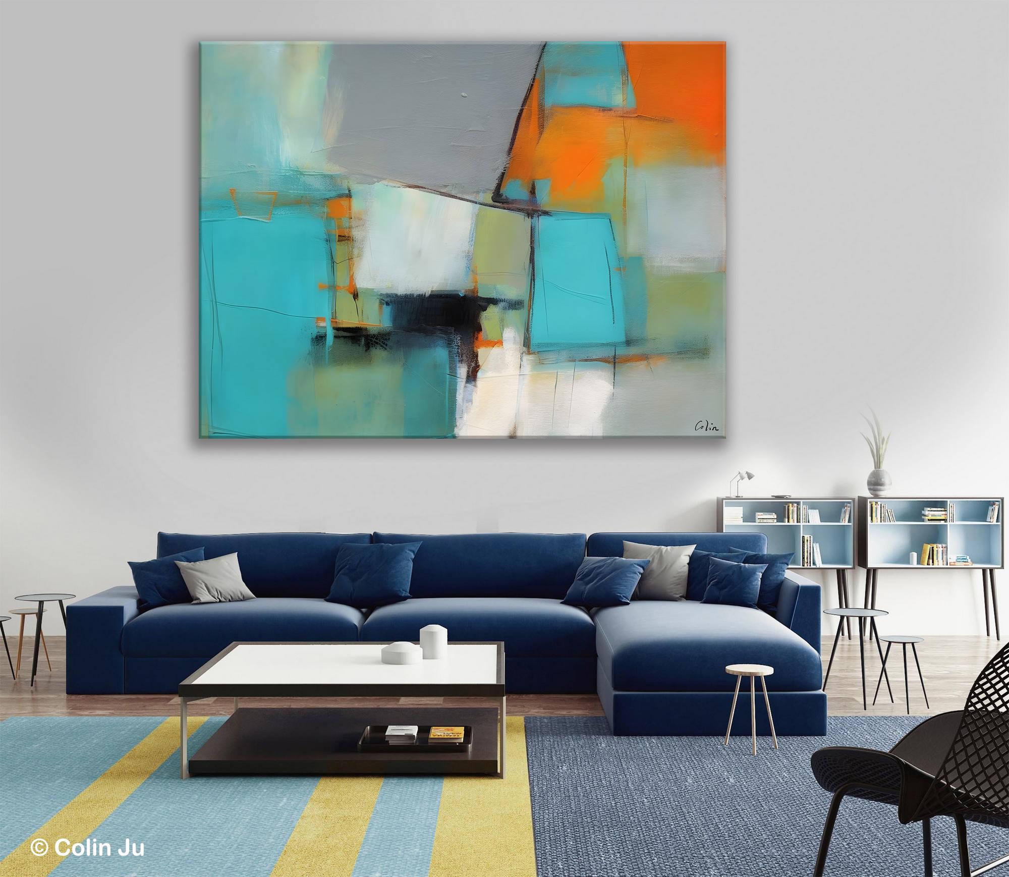 Original Modern Acrylic Dining Room Canvas Painting - Contemporary Abstract Artwork for Office Decor - Large Wall Art for Living Room, Bedroom & Workspace