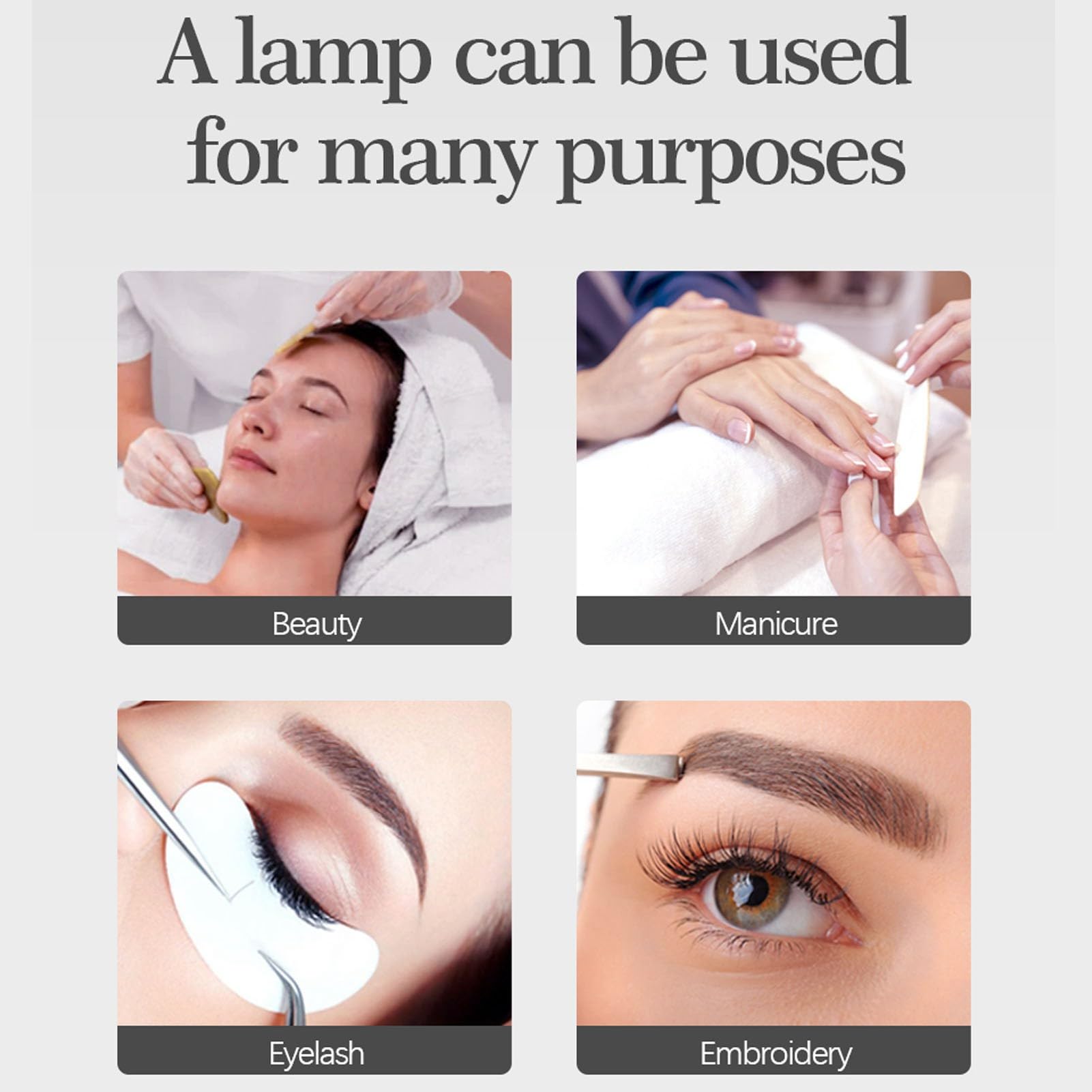 22in LED Lash & Nail Lamp - 30W Dimmable 3000K-6000K Adjustable Light for Salon, Home & Professional Use - Half Moon Design with Wire Control Switch - Perfect for Eyelash Extensions, Nail Art, Skincare & Eyebrow Shaping (US Plug)