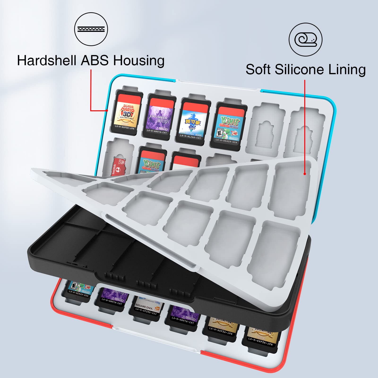 Premium Carbon Fiber Nintendo Switch Game Card Case - 48 Game Card & 24 Micro SD Slots - Portable Travel Storage for Switch & Switch OLED - Perfect for Gaming On-The-Go & Organized Game Collection