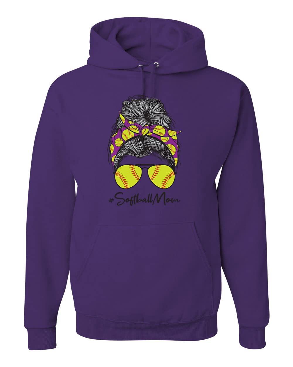 Wild Bobby Messy Bun Softball Mom Hoodie - Comfortable Unisex Sweatshirt for Sports Lovers | Perfect for Game Day, Mother's Day & Casual Wear | Softball Team Mom Gift Idea