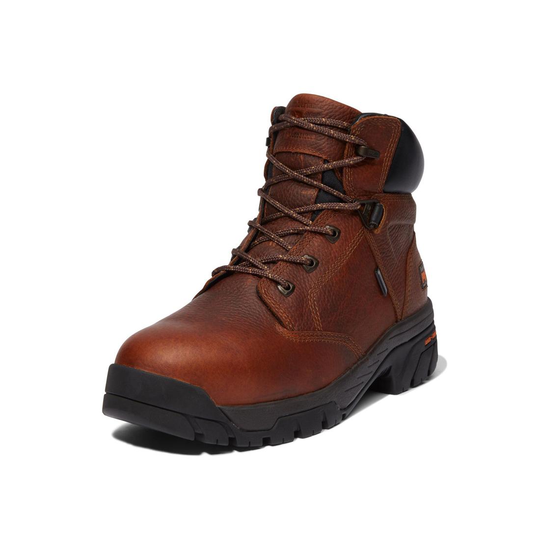 Helix 6 Inch Soft Toe Work Boots for Men - Brown Leather Comfortable Safety Shoes for Construction, Hiking & Outdoor Work