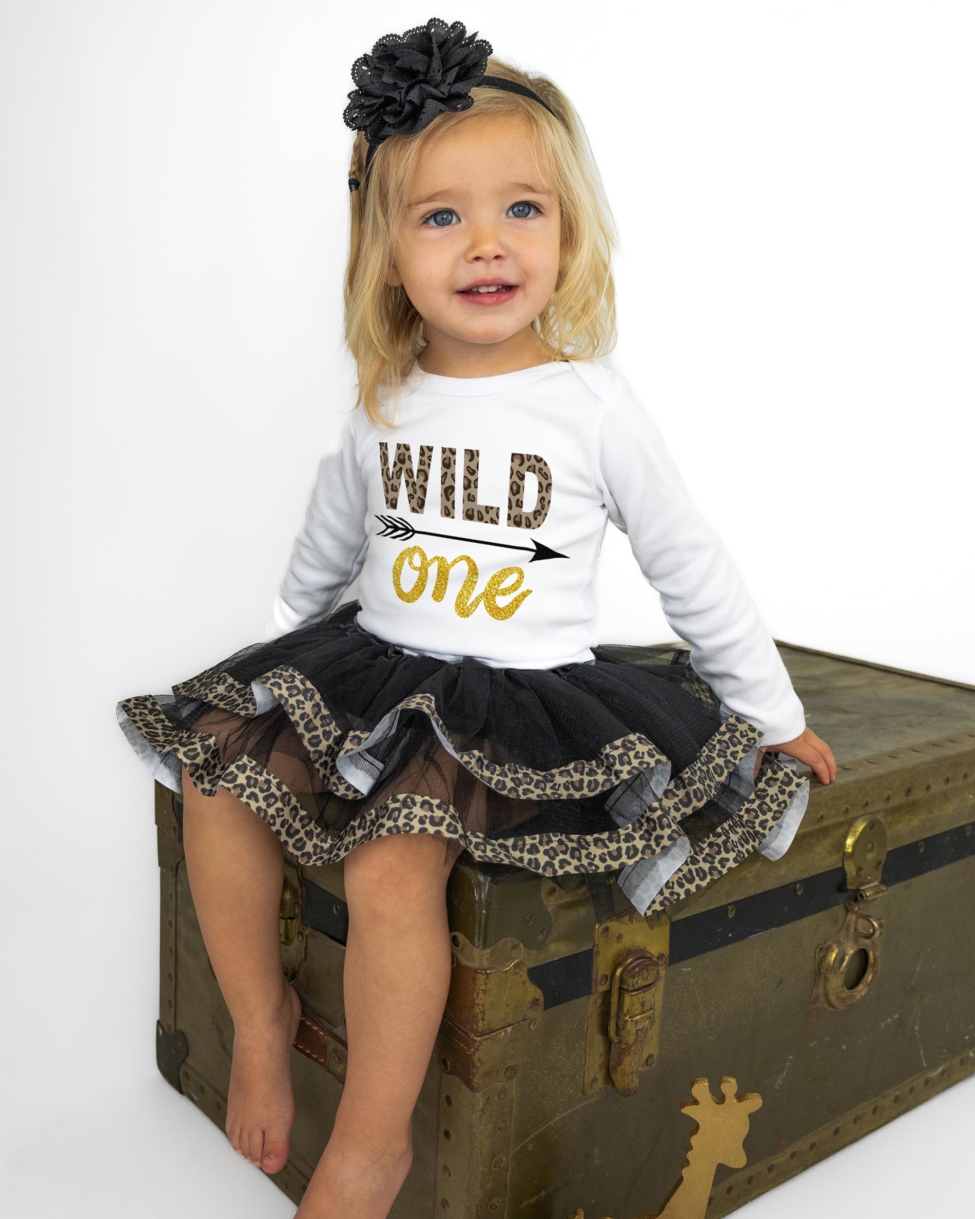 Luke and Lulu Wild One 1st Birthday Outfit for Girls - Leopard Print & Pink Gold Tutu Dress | Perfect for Jungle Theme Parties, Photoshoots & First Birthday Celebrations