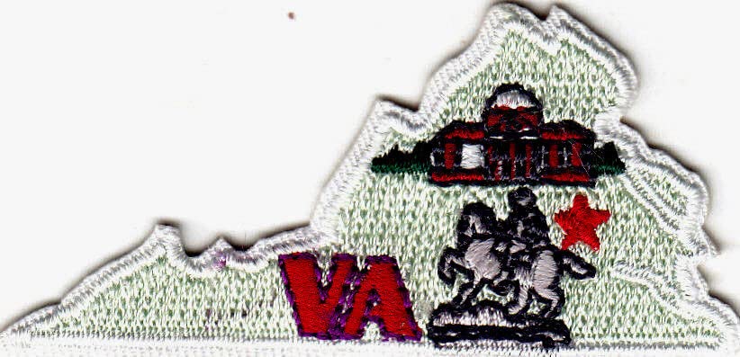 Virginia State Shape Iron On Embroidered Applique Patch - Southern Pride, DIY Sewing Craft for Hats, Jackets, Bags & More