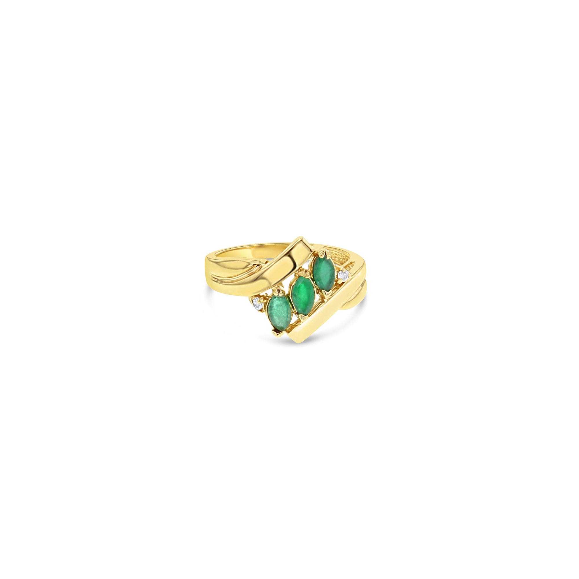Exquisite Marquise Emerald & Diamond Diagonal Row Cocktail Ring for Women | Elegant Statement Jewelry for Evening Parties, Weddings & Special Occasions