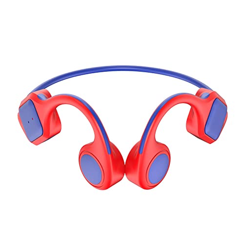 YODZ Kids Bone Conduction Headphones - Bluetooth 5.0 Wireless Open Ear Headset with Mic, IPX5 Waterproof, HiFi Stereo Sound for Safe Learning, Online Classes, Homeschooling & Sports (Red) - Perfect for School, Running, Cycling & Outdoor Activities