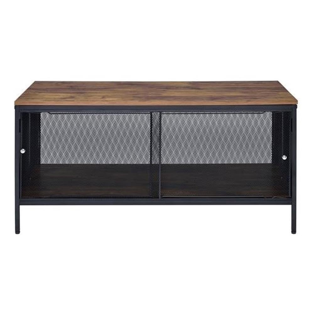 Acme Winam Rectangular Wooden Coffee Table - Antique Oak & Black Finish | Modern Living Room Furniture for Home Decor