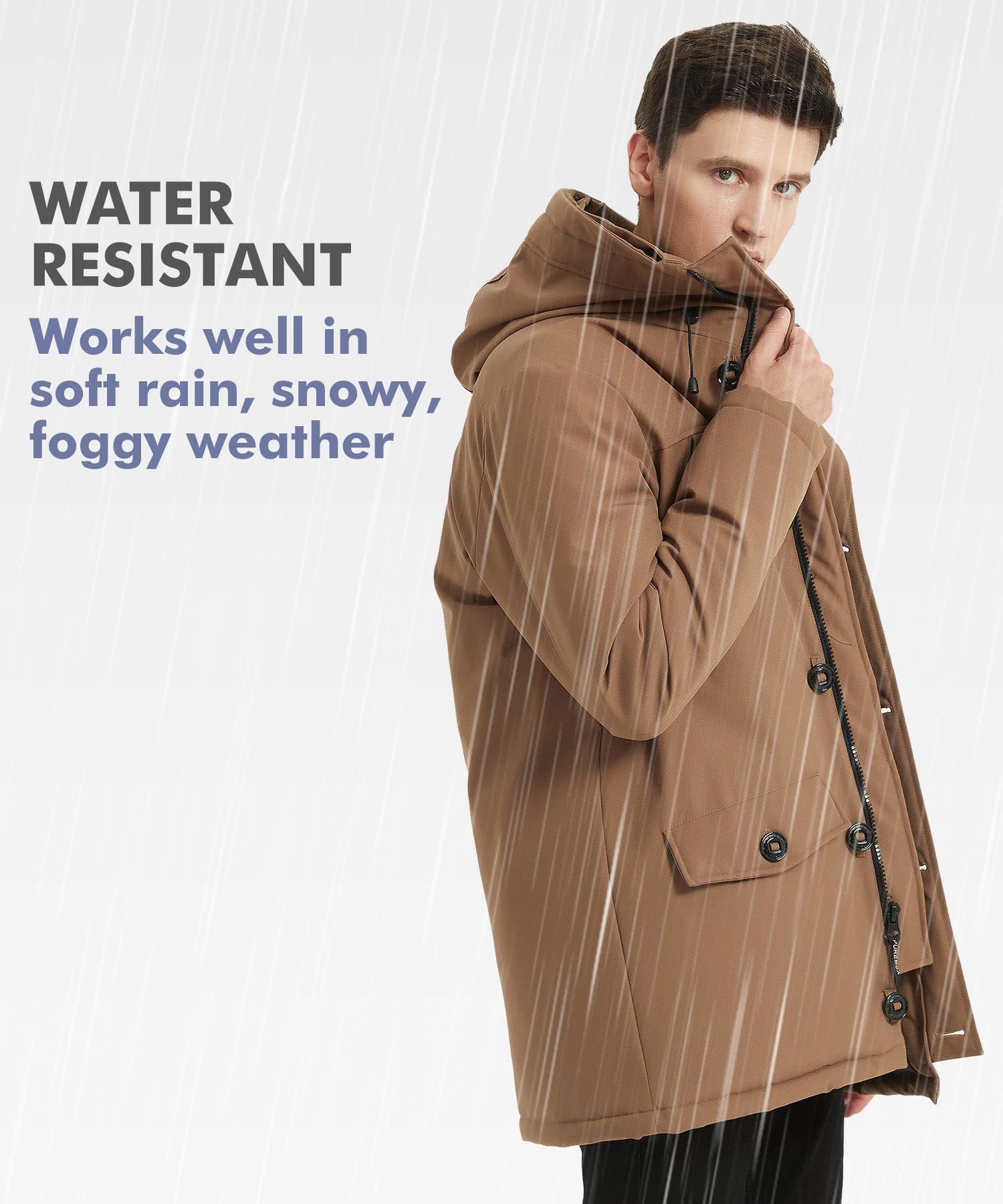 **PUREMSX Men's Winter Jacket - Insulated Thick Warm Puffer Coat with Fur Hood for Cold Weather | Outdoor Activities & Daily Wear**