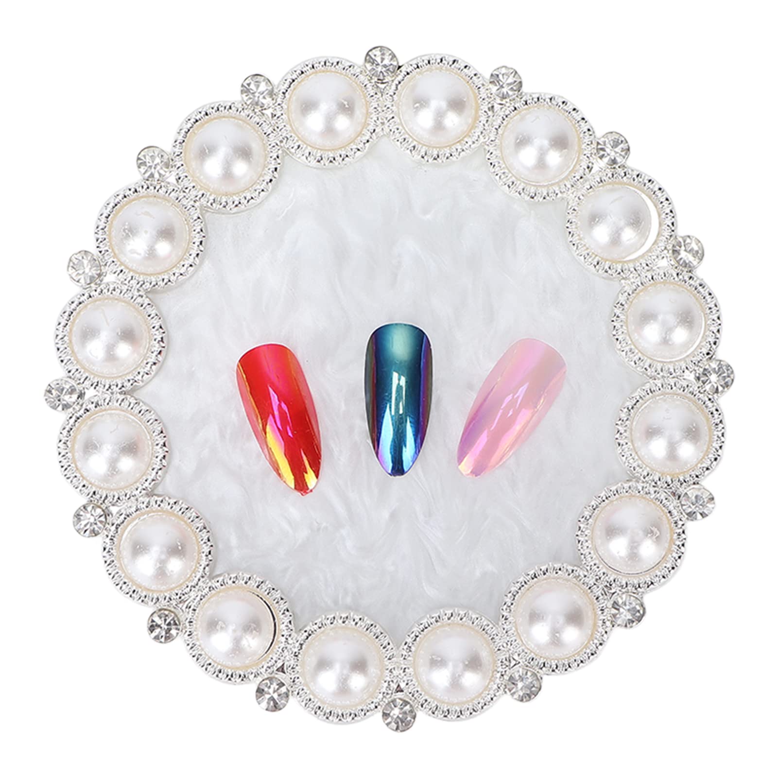 Professional Nail Art Tips Plate - Silver on White Cosmetic Mixing Palette & Nail Holder for Salon & Home Use | Perfect for DIY Nail Art, Manicures & Pedicures