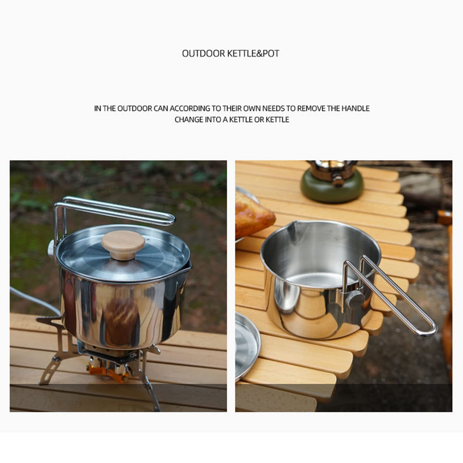 1L 304 Stainless Steel Portable Camping Pot with Foldable Handle - Lightweight Backpacking Cookware for Camping, Hiking & Outdoor Adventures - Perfect for Boiling Water, Cooking Meals & Picnics in the Wilderness
