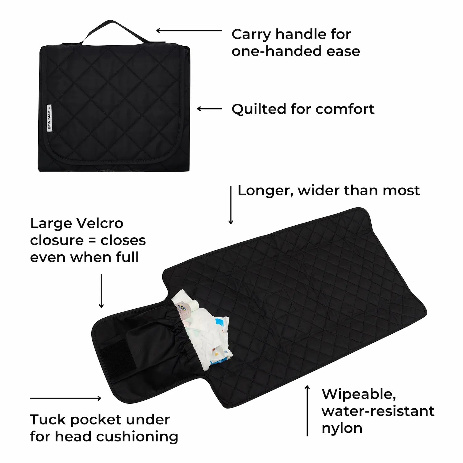 Quilted Baby Changing Mat & Nappy Clutch - Portable Diaper Changing Pad for Travel, Khaki Gold | Perfect for Nursery, Diaper Bags & On-the-Go Parents