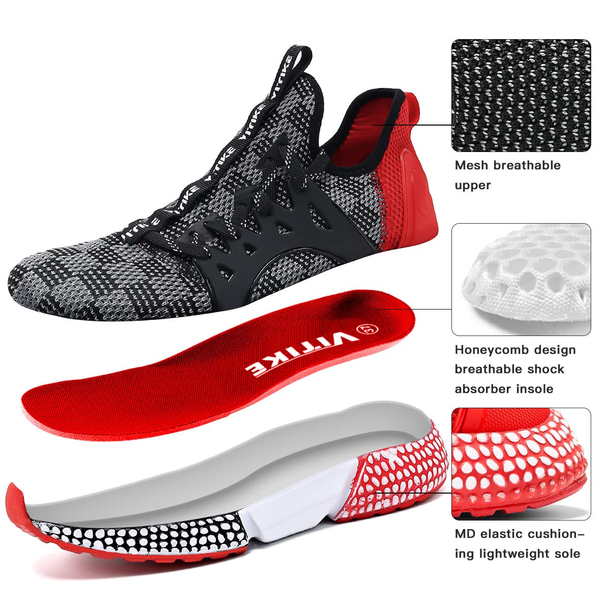 WETIKE Men's & Women's Breathable Mesh Slip-On Running Shoes - Lightweight Athletic Sneakers for Jogging, Walking, Gym & Casual Wear