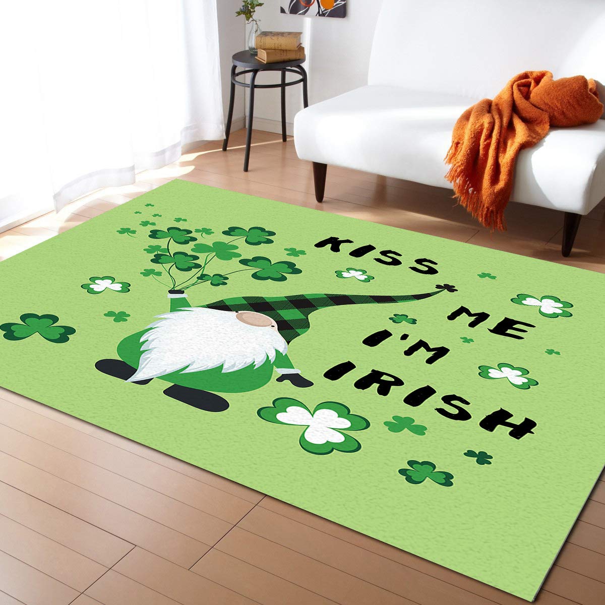 Lucky Clover Gnome Non-Slip Washable Area Rug 2'7