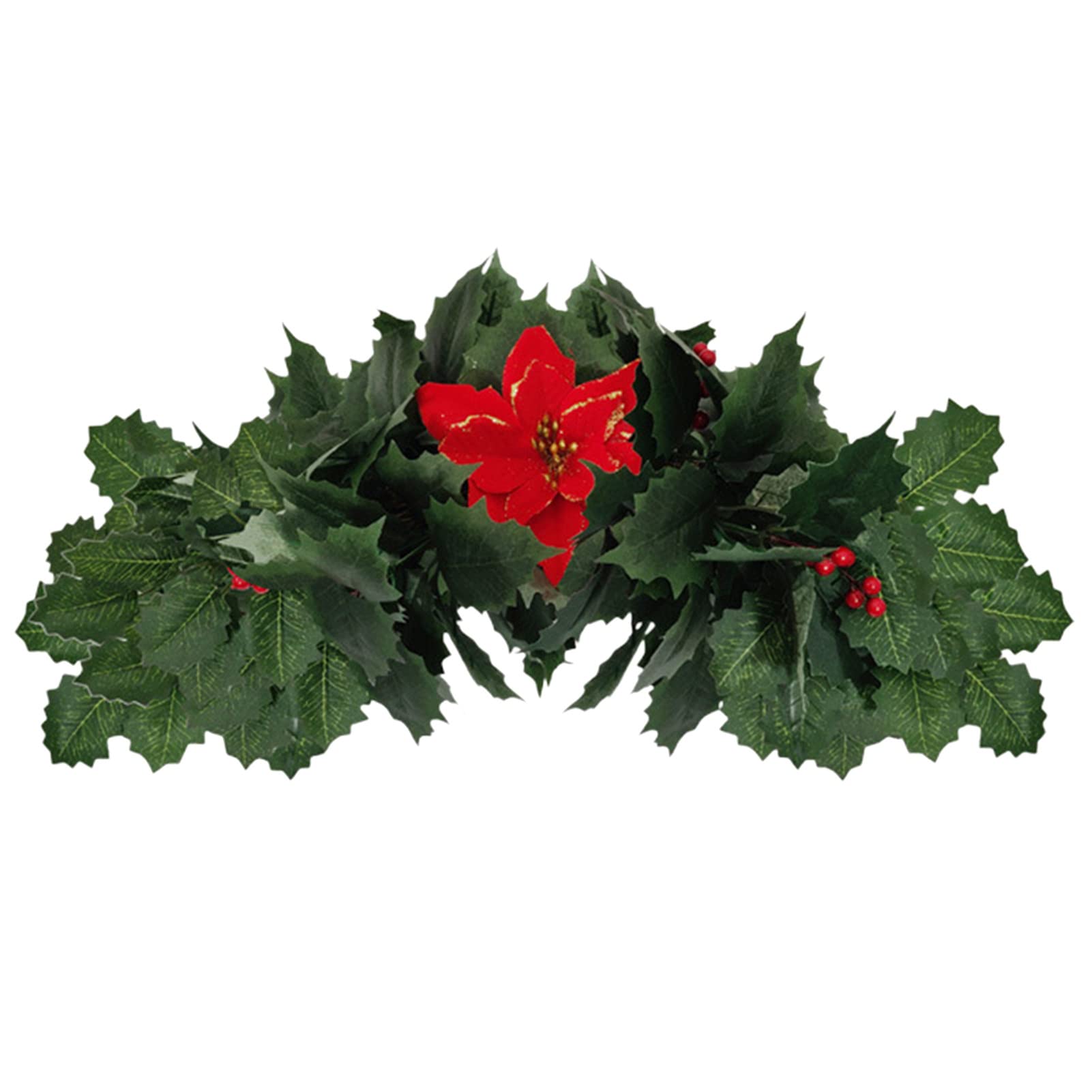 Christmas Swag - Elegant Hanging Greenery Decor with Poinsettia Flowers for Front Door, Wall & Holiday Home Decoration | Perfect for Indoor & Outdoor Seasonal Decorating