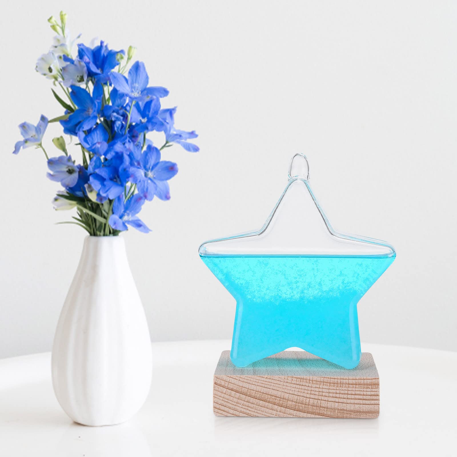 Storm Glass Weather Forecaster - Stylish Decorative Barometer with Wooden Base for Home & Office Decor | Perfect Gift for Weather Enthusiasts, Science Lovers & Home Decorators | Use in Living Rooms, Offices, or as Unique Desk Decor