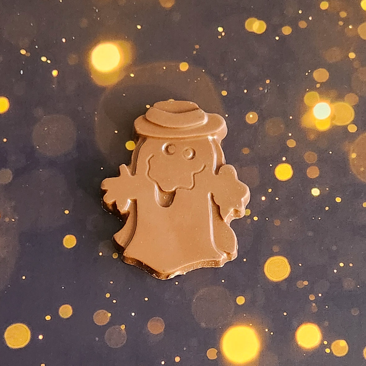 Spooky Chocolate Ghost with Hat - Halloween Party Favors, Trick or Treat Gifts & Decorative Treats for Kids