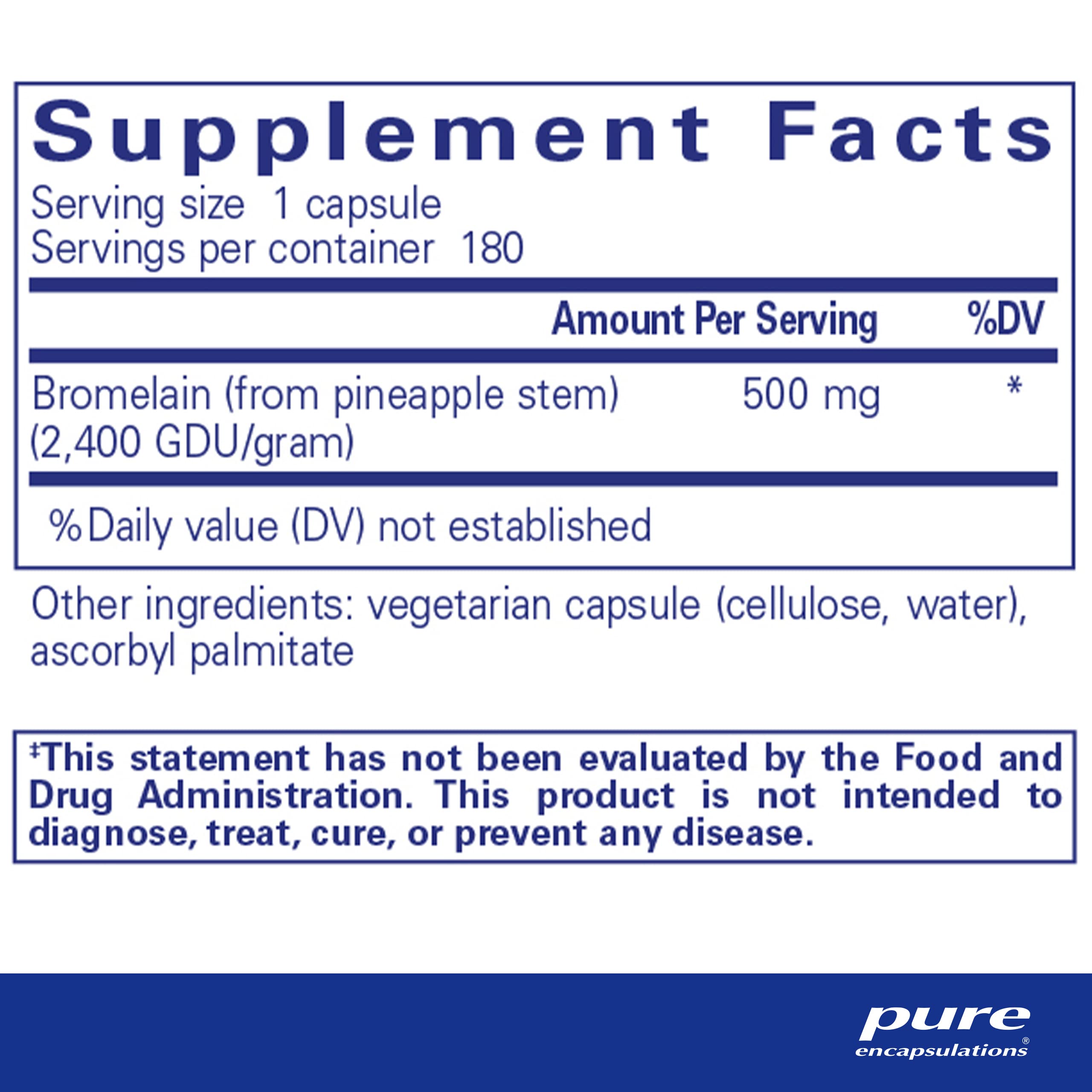 Pure Encapsulations Bromelain 2400 500mg - Digestive Enzyme Supplement for Gut Health & Joint Support - Vegan Proteolytic Enzymes for Muscle Recovery & Inflammation Relief - 180 Capsules - Ideal for Post-Workout Recovery & Digestive Comfort