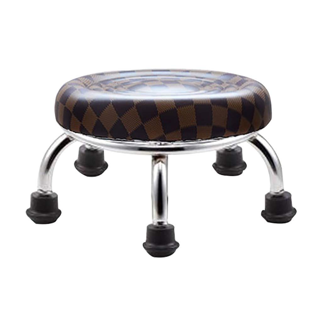 QFbp Non-Slip Scroll Soft Cushion Small Bench with Wheels - Round Ottoman Stool for Indoor Housework, Comfortable Low Seat (33x22cm) - Perfect for Living Room, Bedroom & Home Office